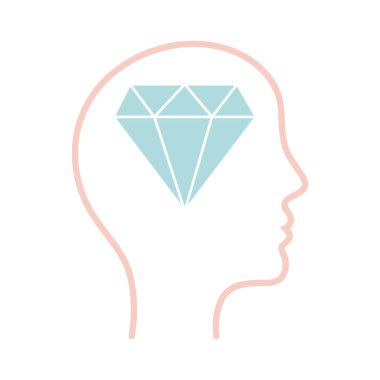 İnsan kafası içerisindeki elmas başlık biçim vektör tasarımı