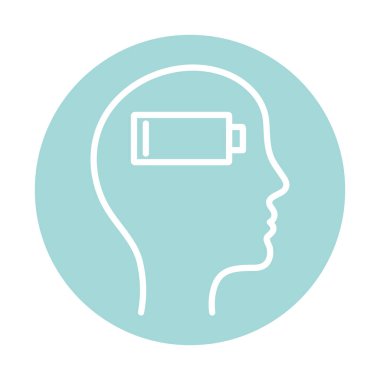 İnsan kafası blok biçim vektör tasarımı içindeki düşük pil