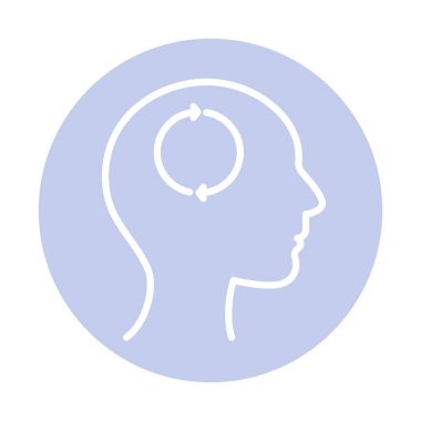 İnsan kafası blok biçimi vektör tasarımı içindeki okları tekrarla