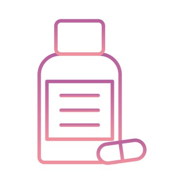 Ayrı ilaç kavanozu ve hap gradyan biçim ikonu vektör tasarımı