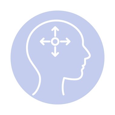 İnsan kafası blok biçim vektör tasarımı içindeki oklar