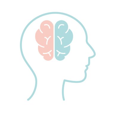 İnsan kafası içindeki beyin biçim ikonu vektör tasarımı