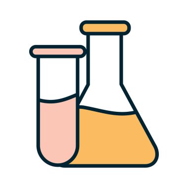 Bilim şişesi ve tüp hattı ve biçim ikonu vektör tasarımı