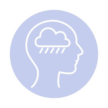 İnsan kafası bloğu biçim vektör tasarımı içinde yağmurlu bulut