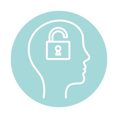 asma kilit insan kafası blok biçim vektör tasarımı içinde