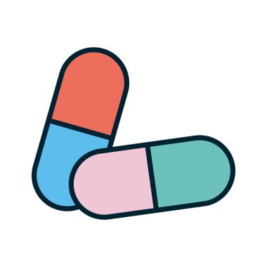 Ayrı ilaç hapları çizgisi ve biçim ikonu vektör tasarımını doldur