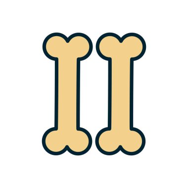 İzole edilmiş kemik çizgisi ve biçim ikonu vektör tasarımını doldur