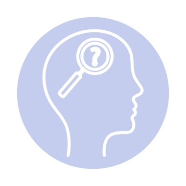 soru işareti ve lupe insan kafası blok biçim vektör tasarımı içinde