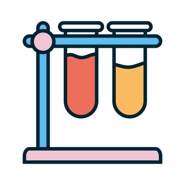Bilim tüpleri çizgisi ve biçim ikonu vektör tasarımını doldur