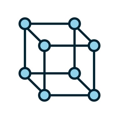 İzole edilmiş atom çizgisi ve biçim ikonu vektör tasarımı