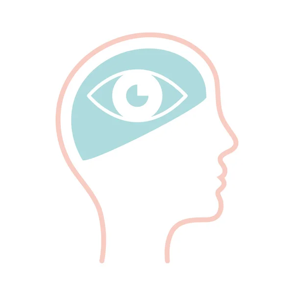 Auge im menschlichen Kopf Linie Stil Symbol Vektor-Design — Stockvektor