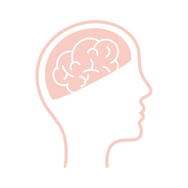 Mozek uvnitř lidské hlavy styl ikony vektor design — Stockový vektor