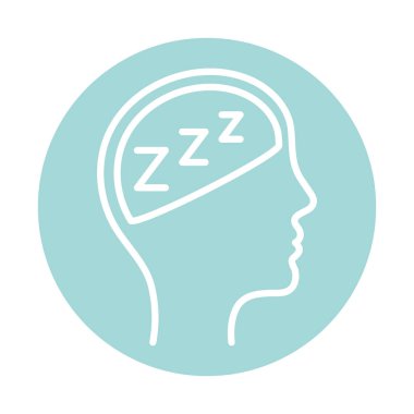 insan kafası blok biçim vektör tasarımı içinde uyku sembolü