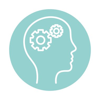 İnsan kafası blok biçim vektör tasarımının içindeki dişliler