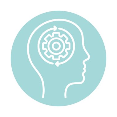 insan kafası blok biçimi vektör tasarımı içerisindeki okları tekrar ve tekrar et