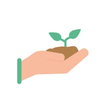 Elle düz stil vektör tasarımı üzerinde toprak olan bitki