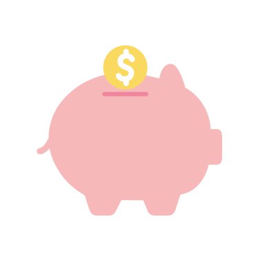 Bağış sembolü olarak paralı domuzcuk düz stil vektör tasarımı