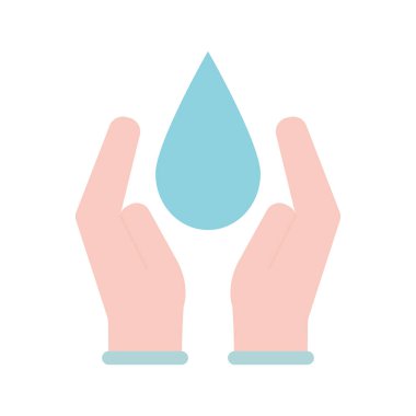 Su damlası ile eller düz biçim ikon vektör tasarımı
