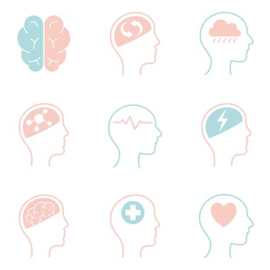 Zihinsel sağlık çizgisi biçim vektör tasarımı