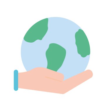 Dünya düz biçim ikon vektör tasarımlı eller