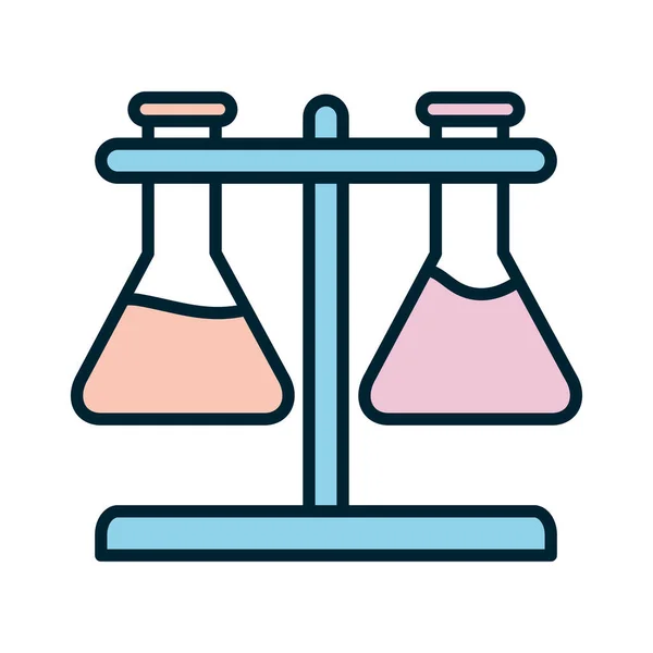 Flacons scientifiques ligne et style de remplissage icône conception vectorielle — Image vectorielle
