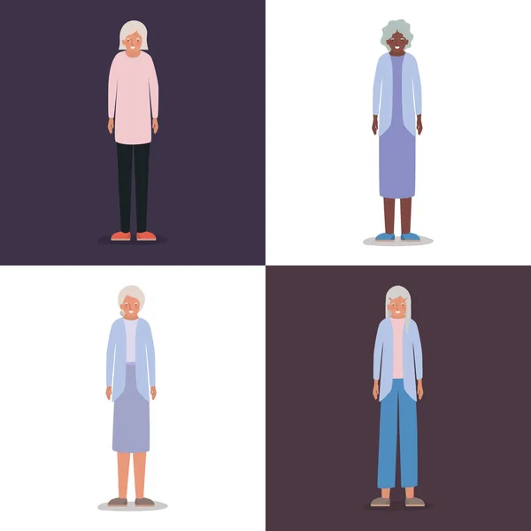 Großmütter Avatare alte Frauen Vektor-Design — Stockvektor