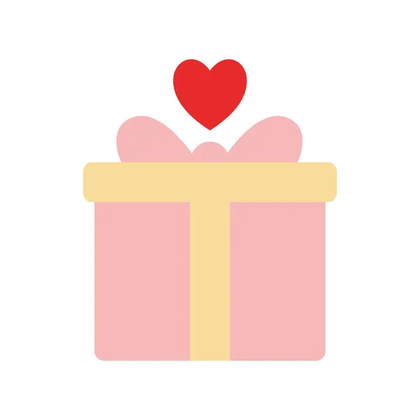 Cadeau avec coeur comme symbole de don icône de style plat conception vectorielle — Image vectorielle