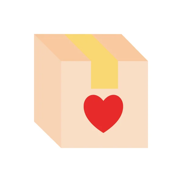 Caixa com coração como símbolo de doação design de vetor ícone de estilo plano — Vetor de Stock