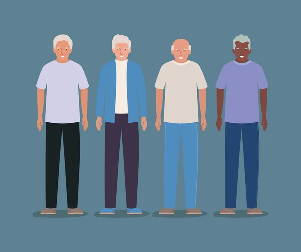 Grand-pères avatars vieux hommes conception vectorielle — Image vectorielle