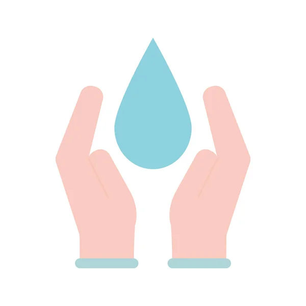 Hände mit Wassertropfen flache Stil-Ikone Vektor-Design — Stockvektor