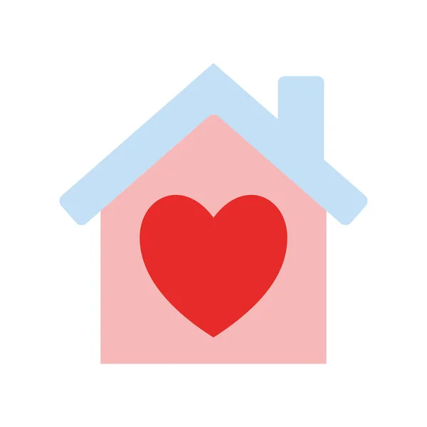 Casa com design de vetor ícone de estilo plano coração — Vetor de Stock