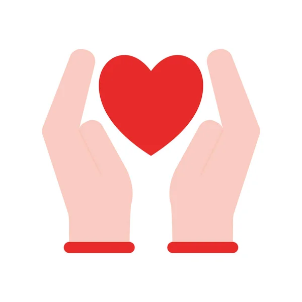 Mãos com design de vetor ícone de estilo plano de coração — Vetor de Stock