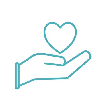 Kalp çizgisi biçim vektör tasarımı ile el