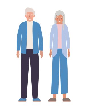 Ayrı büyükanne ve büyükbaba vektör tasarımı