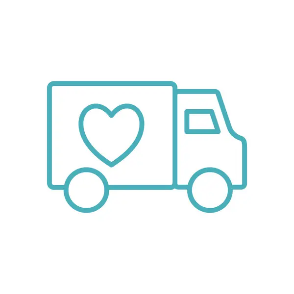Ambulance avec conception vectorielle d'icône de style de ligne de coeur — Image vectorielle