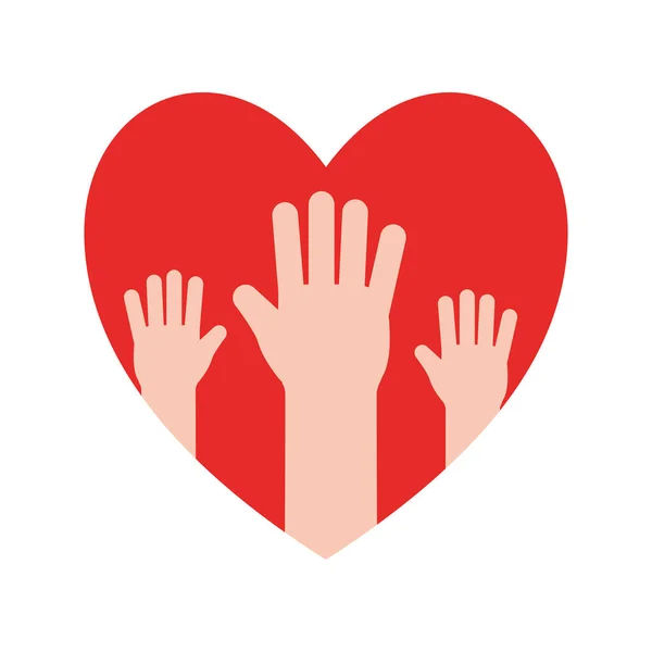Coeur avec les mains design vectoriel icône de style plat — Image vectorielle