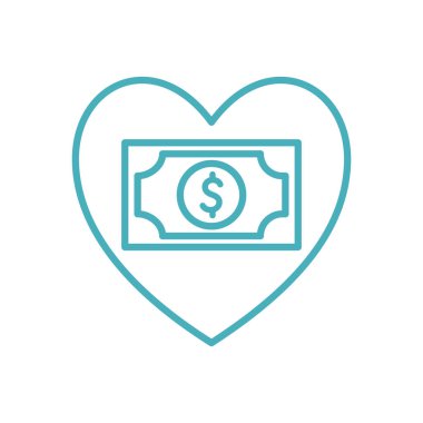 Bağış sembolü olarak fatura içeren kalp çizgisi biçim vektör tasarımı