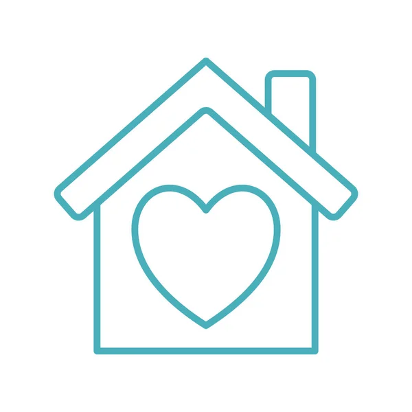 Casa con línea de corazón icono de estilo de diseño de vectores — Vector de stock