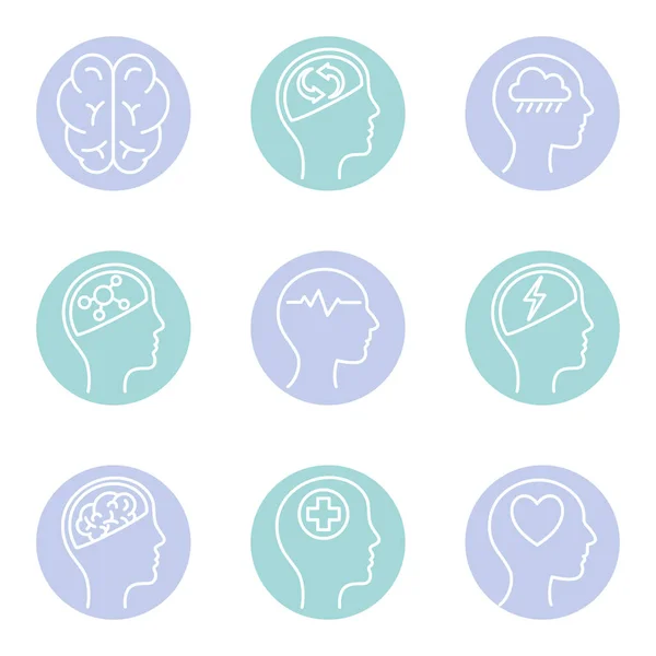 Mental health block style icon set vector design — Stock Vector