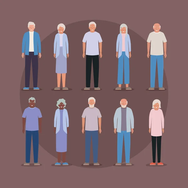 Γιαγιάδες και παππούδες avatars vector design — Διανυσματικό Αρχείο