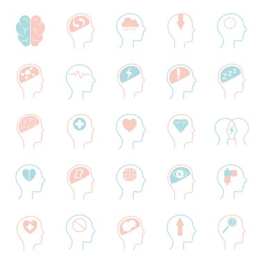 Zihinsel sağlık çizgisi biçim vektör tasarımı