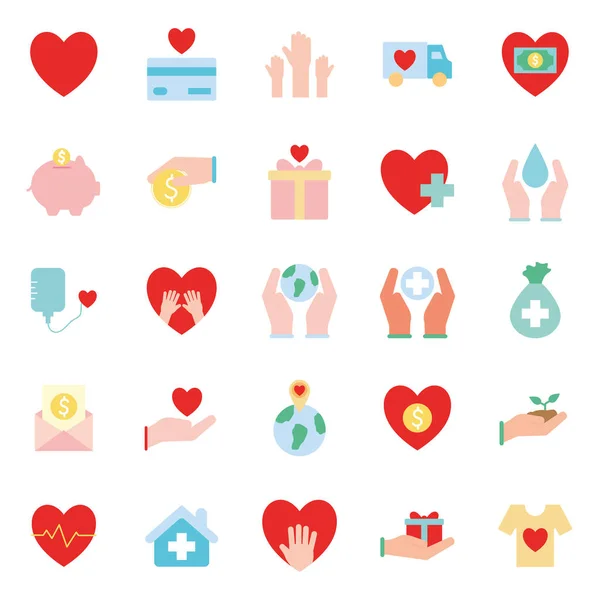 Humanity help flat style icon set vector design — Stockový vektor