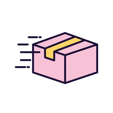 Teslimat kutusu satırı ve biçim ikonu vektör tasarımını doldur