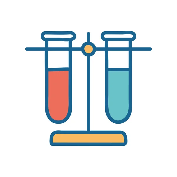 Ligne de tubes de science et conception vectorielle d'icône de style de remplissage — Image vectorielle