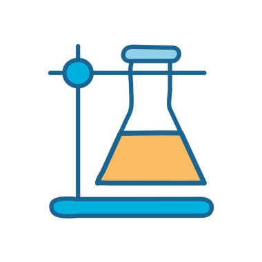Bilim şişesi satırı ve biçim ikonu vektör tasarımını doldur