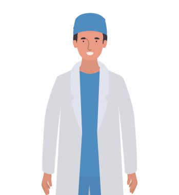 Üniformalı ve şapka vektör tasarımlı bir adam.