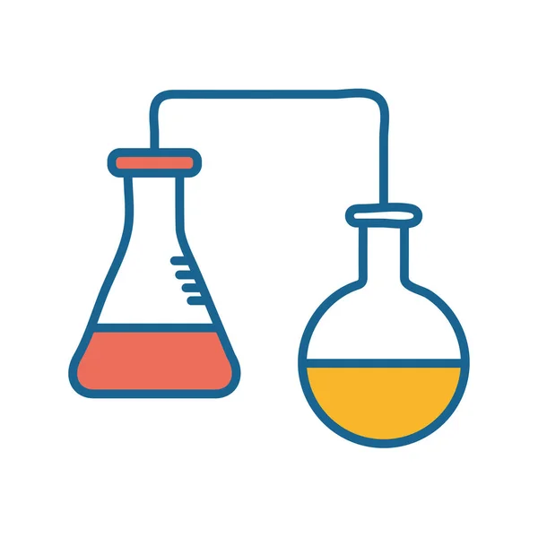 Línea de matraces de ciencia y diseño de vectores de icono de estilo de relleno — Vector de stock