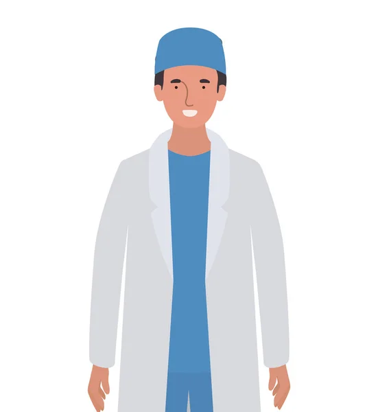 Man arts met uniform en hoed vector ontwerp — Stockvector
