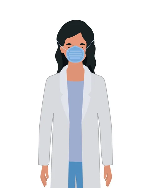 Γυναίκα γιατρός με ομοιόμορφη και μάσκα διάνυσμα σχεδιασμό — Διανυσματικό Αρχείο