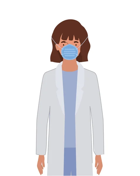 Γυναίκα γιατρός με ομοιόμορφη και μάσκα διάνυσμα σχεδιασμό — Διανυσματικό Αρχείο